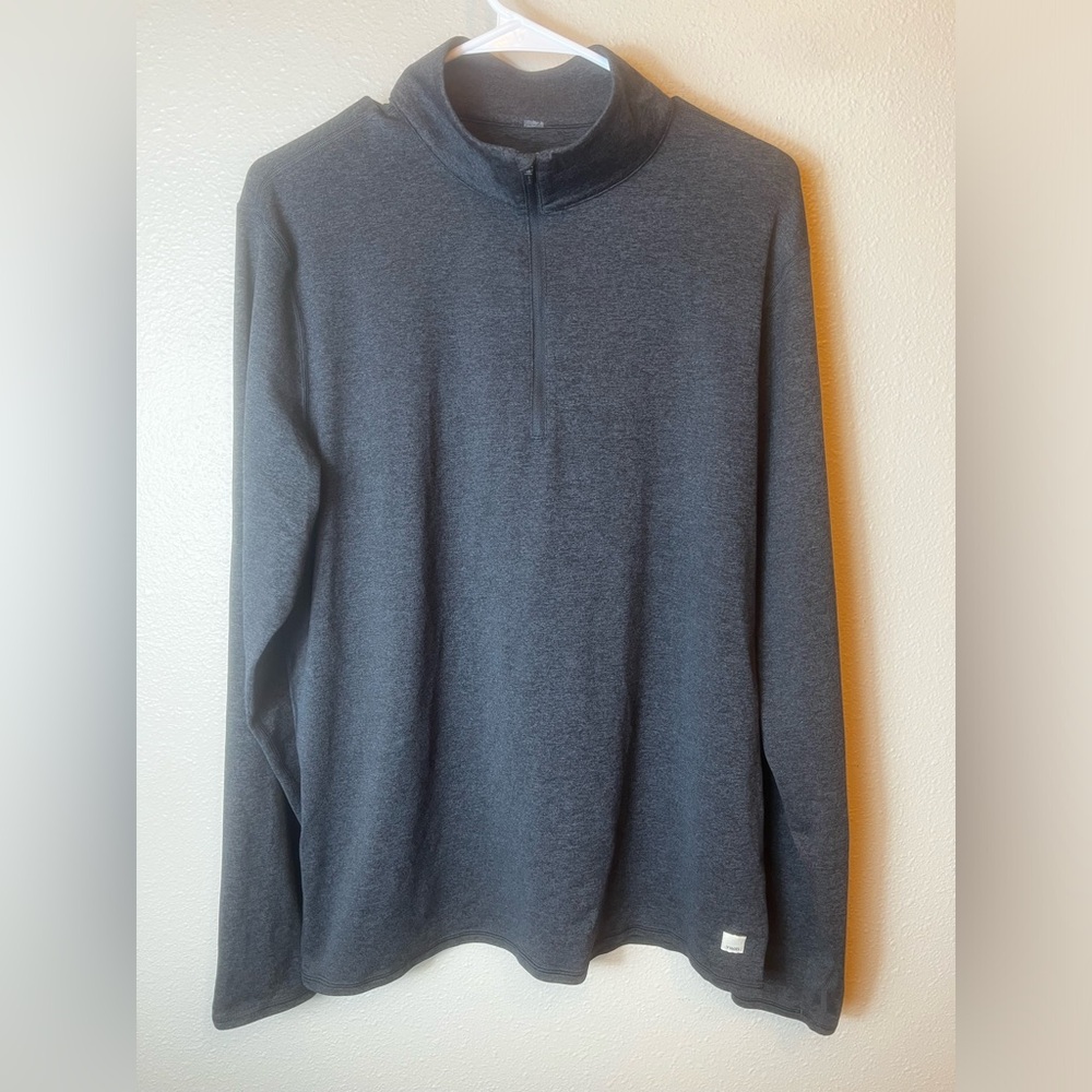 VUORI Mens Grey DreamKnit Ponto Quarter-Zip Sweatshirt in Charcoal Heather Sz L